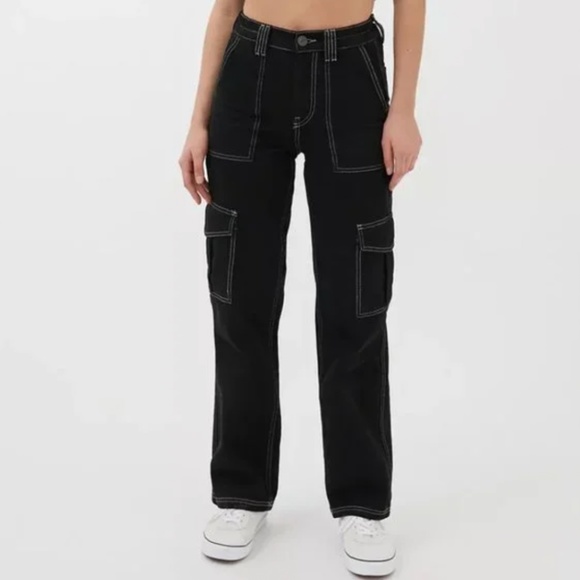 BDG Denim - 90s High Rise Cargo Contrast Stitch Skate Jeans – Black Size 28